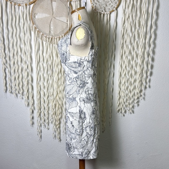 Black Halo Signature Jackie O Sheath Dress in Gray and White Size 8 - Picture 7 of 9